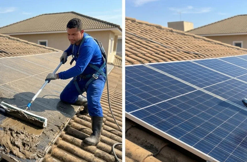 Limpeza de placas solares